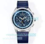 Swiss Replica V2 Jaeger-LeCoultre Master 40mm Diamond Watch with Blue Dial 